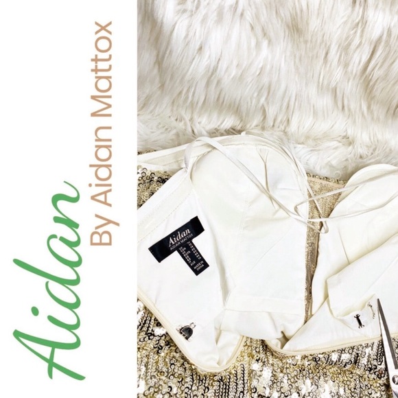 NWOT Aidan Mattox Gold Sequin Strapless Mini Dress Bustier Party Cocktail, 10 - Picture 7 of 14